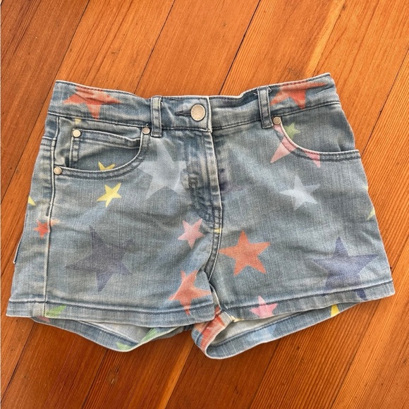 Stella McCartney Blue Denim Shorts with Colorful Stars - Picture 1 of 5